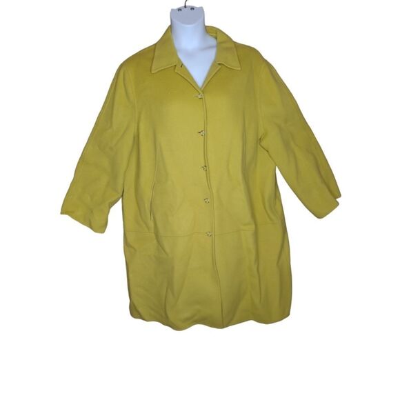 BLOOMINGDALE'S lime green wool blend button up plus size peacoat 22W - Picture 1 of 9
